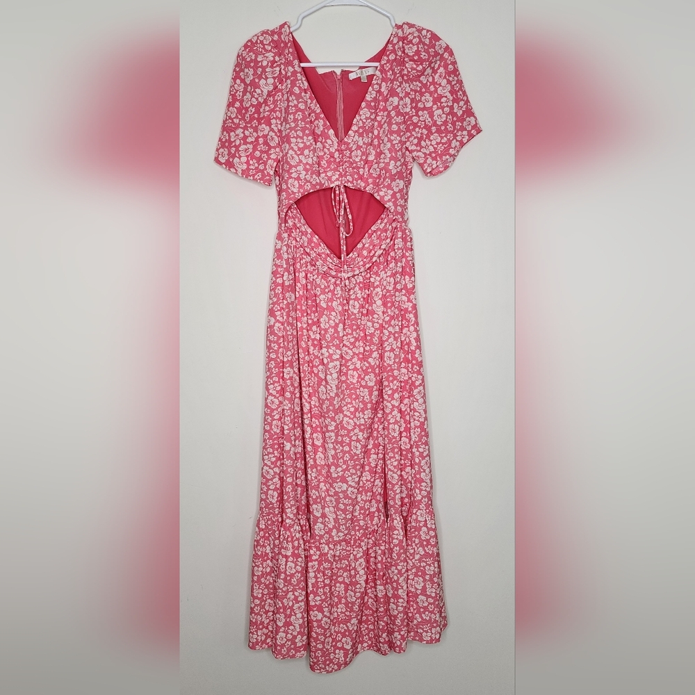 Wayf Pink Floral Cut Out Maxi Dress Small Spring Vibes Coquette Garden Party - Picture 2 of 15